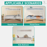 Hollywood Bunk Beds Twin Over Full Size, Heavy Duty Metal Bunk Bed with Safety Guardrails, Angled Ladder, Underbed Storage, 800LBs capacity - for Kids and Teens, Twin over Full Bunk Bed, White Naomi Home