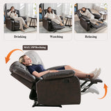 ANJ Faux Leather Recliner Chairs, Set of 2, Manual Reclining with 150-Degree Recline, Dark Brown (2, Dark Brown) ANJ