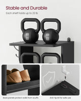 VASAGLE 7-Tier Vertical Shoe Rack, Narrow Shoe Storage Organizer with Hooks, Slim Corner Shoe Tower Rack, Space Saving for Entryway and Bedroom, Black ULBS200T16 VASAGLE