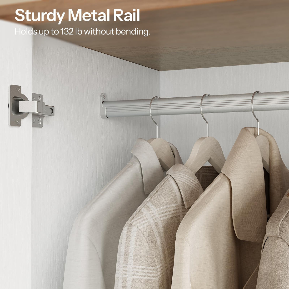 HOOBRO Armoire Wardrobe Closet with 2 Doors and 2 Drawers, 70.9" Tall Bedroom Armoire with Hanging Rod, Farmhouse Wardrobe Closet for Bedroom, Freestanding Clothing Storage Cabinet, White and Walnut HOOBRO