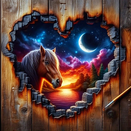 CHWGLFGG 5D Diamond Art Kits for Adults Beginners, Heart-Shaped Horse Landscape Diamond Painting Kits, DIY Full Round Drill Paint by Diamonds Dot Gem Art for Adults, Home Wall Decor 13.7X 13.7 Inch CHWGLFGG