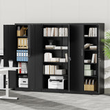 Maemttes 72" Metal Storage Cabinet with Doors and Shelves, Tall Garage Cabinets Lockable File Cabinet, Heavy-Duty Locker Cabinet Tool Cabinets for Garage, Office, Home, Kitchen (Black) Maemttes