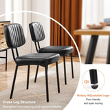 Sweetcrispy Dining Chairs Set of 4, Upholstered Mid Century Modern Kitchen Dining Room Accent Chairs with Faux Leather Cushion Seat & Metal Legs for Kitchen, Living Room - Black Sweetcrispy