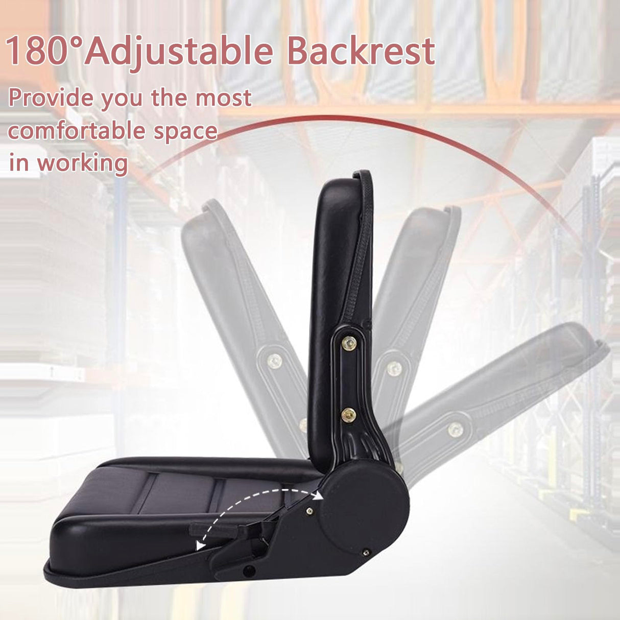 Universal Forklift Seat, Tractor Seat With Adjustable Back, Comfortable Leather Seat With High Resilience Sponge Filling For Mower Excavator Skid Loader pujindu