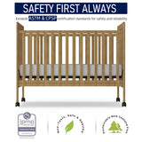 Saylike Baby Crib, 3-in-1 Convertible Crib Wood Full Size Toddler Bed with Locking Wheels for Nursery Furniture, Non-Toxic Finish (Natural) Saylike