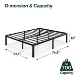 ZINUS Van 16 Inch Black Metal Platform Bed Frame with Steel Slat Support - No Box Spring Required, Full Size Zinus