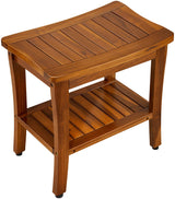 TEAKMAMA 20" Teak Shower Bench Waterproof Wood Shower Chair for Inside Shower Teak Stool with Shelf for Bathroom Sturdy Shower Seat for Elderly, Assembly Required TEAKMAMA