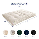 MAXYOYO 6" Futon Mattress Queen Size, Velvet Thick Futons Sofa Couch Bed, Versatile Floor Mattress for Adults, Shredded Foam Filling (Frame Not Included), Beige MAXYOYO