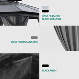 YITAHOME 10x10FT Gazebo Polycarbonate Hardtop Double Roof Canopy Outdoor with Netting and Shaded Curtains, Aluminum Frame Garden Tent for Patio, Backyard, Deck and Lawns, Grey YITAHOME