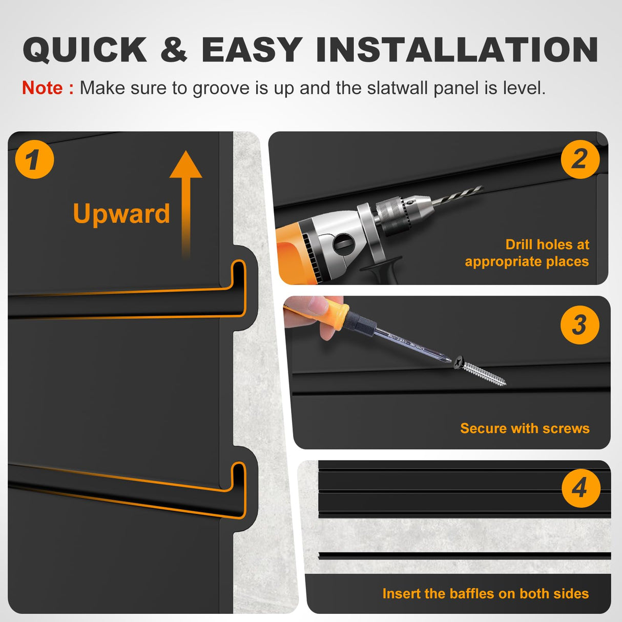 LILYPELLE Slatwall Panel 4 FT x 2 FT, Interlocking Slat Wall Paneling, PVC Slat Wall Panels, Heavy Duty Slatwall Organizer for Retail Display, Garage Storage LILYPELLE