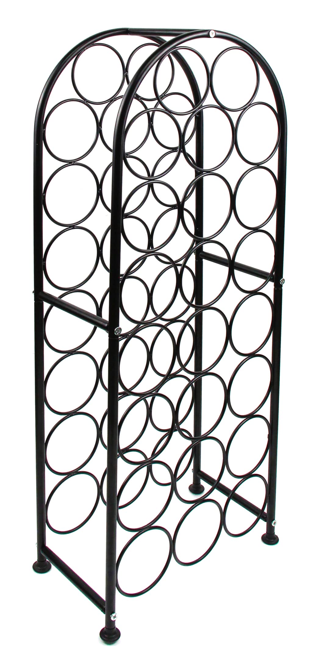 PAG 23 Bottles Arched Freestanding Floor Metal Wine Rack Wine Bottle Holders Stands, Black PAG