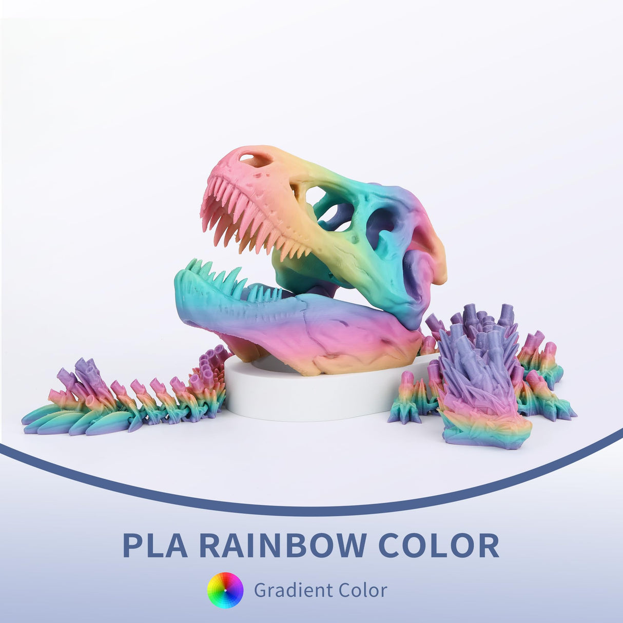 FXAAGFH Rainbow 3D PLA Printer Filament 1.75 mm, Matte 3 D PLA Printing Print Filament +/-0.03mm, 1kg/2.2lbs FXAAGFH