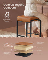 VASAGLE EKHO Collection - Bar Stools Set of 2, Counter Height Bar Stools, Synthetic Leather with Stitching, Mid-Century Modern Counter Stools, 26-Inch Tall, Kichen Home Bar Dining Room, Caramel Brown VASAGLE