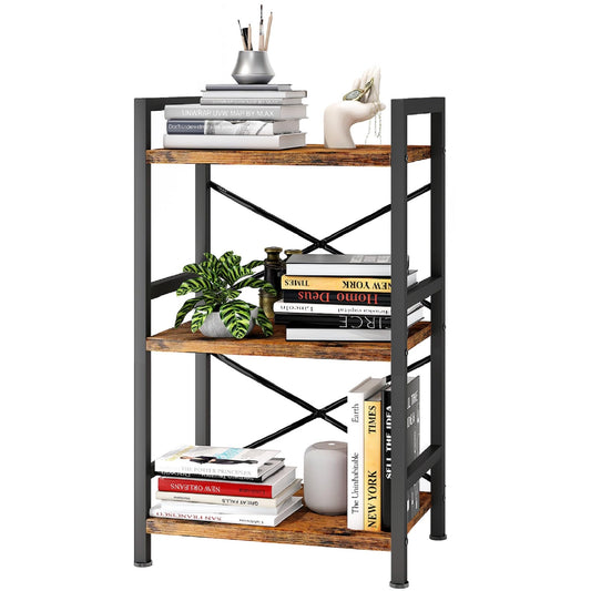 Homeiju 3-Tier Industrial Rustic Bookcase - Versatile Etagere Storage for Living Room, Bedroom, and Office - WoodArtSupply