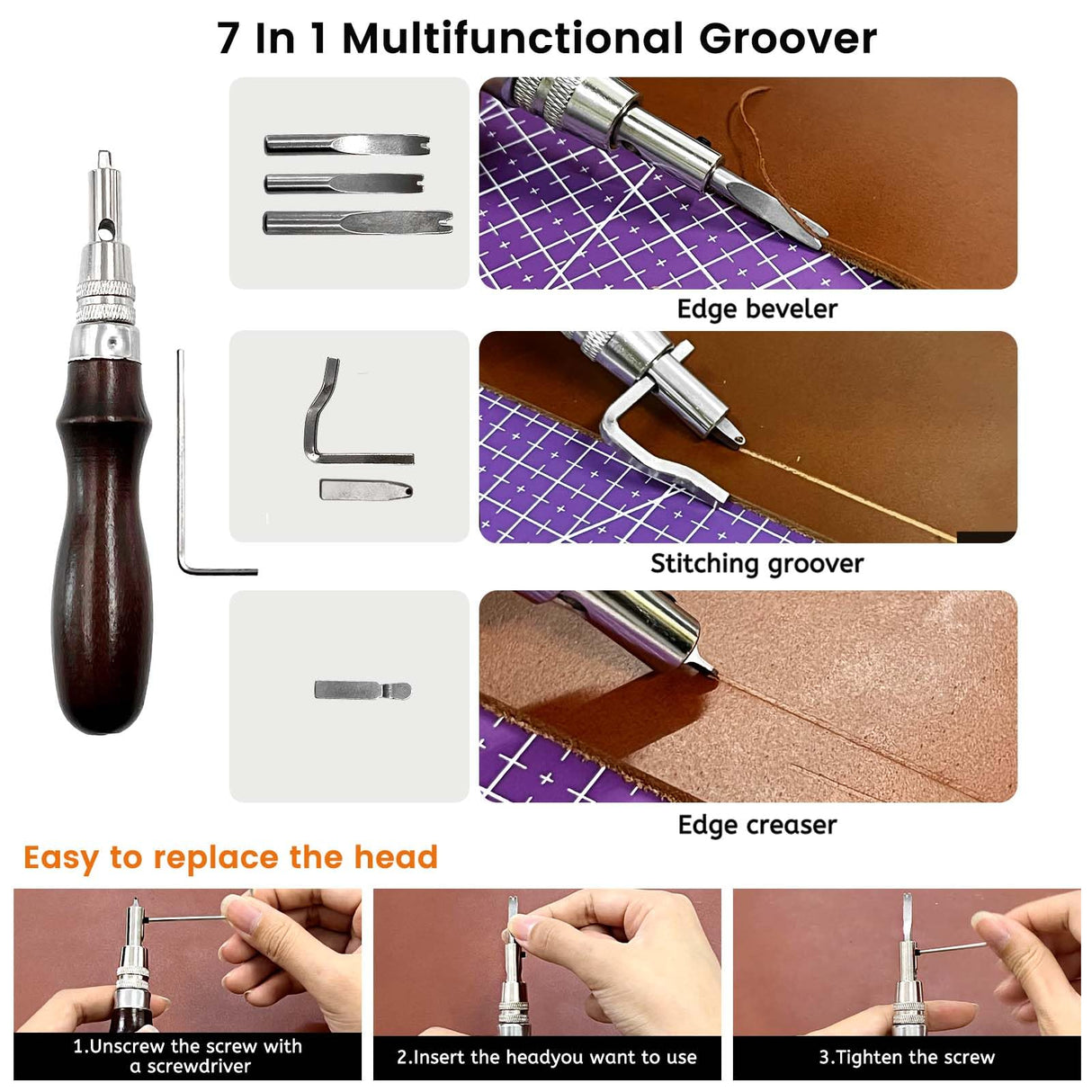 Daily Treasures 73pcs Leather Craft Kits with Portable Handbag, Leather Working Kit with 18 Punch Tool,Tracing Wheel,7 in 1 Groover,Awl,Waxed Thread,Needles,Tools for DIY Polishing Sewing Cutting Daily Treasures