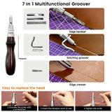 Daily Treasures 73pcs Leather Craft Kits with Portable Handbag, Leather Working Kit with 18 Punch Tool,Tracing Wheel,7 in 1 Groover,Awl,Waxed Thread,Needles,Tools for DIY Polishing Sewing Cutting Daily Treasures