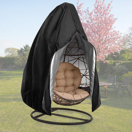 【Upgraded】Patio Egg Chair Covers with Zipper, Wicker Egg Swing Chair Covers, Waterproof Heavy Duty Weather Resisatnt Outdoor Chair Cover, Windproof Hanging Chair Cover, 75" x 45", Black, 1 Pack FLYMEI