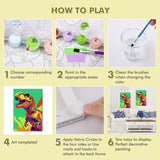 Bowetile Framed Cartoon Paint by Numbers for Kids Beginners, Dinosaur Paint by Numbers for Kids Ages 8-12, Kids Paint by Number Kits on Canvas, DIY Acrylic Number Painting for Home Decor, 8x12in Bowetile