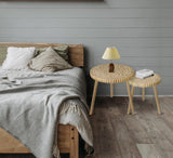 Round Coffee Table Set of 2, Farmhouse Nesting Coffee Table, Small Circle Wood Coffee Table, Mid Century Modern Nightstand, Boho Patio Side Table End Tables for Living Room Bedroom Balcony Outdoor ZYBT