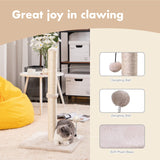 MECOOL 34” Tall Cat Scratching Post Premium Basics Kitten Scratcher Sisal Scratch Posts Trees with Hanging Ball for Indoor Cats, Beige MECOOL