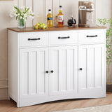 Gizoon Farmhouse Storage Cabinet with 3 Drawers, Wood Buffet Sideboard with Adjustable Shelf, Large Cupboard for Kitchen, Dining Room, Living Room, Entryway, Retro Gizoon