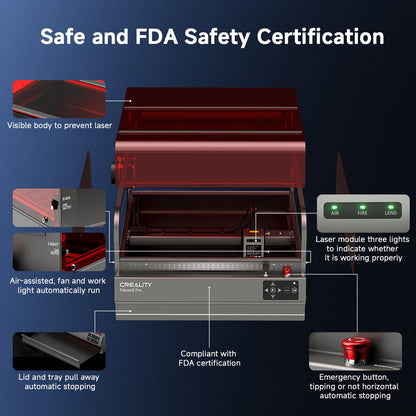 Creality Laser Engraver Enclosed, Falcon2 Pro 40W Output Laser Cutter with 1.6W Laser Module, 25000mm/min Speed Laser Cutter Machine with Air Assist, Auto Fan, Camera Positioning for Wood and - WoodArtSupply