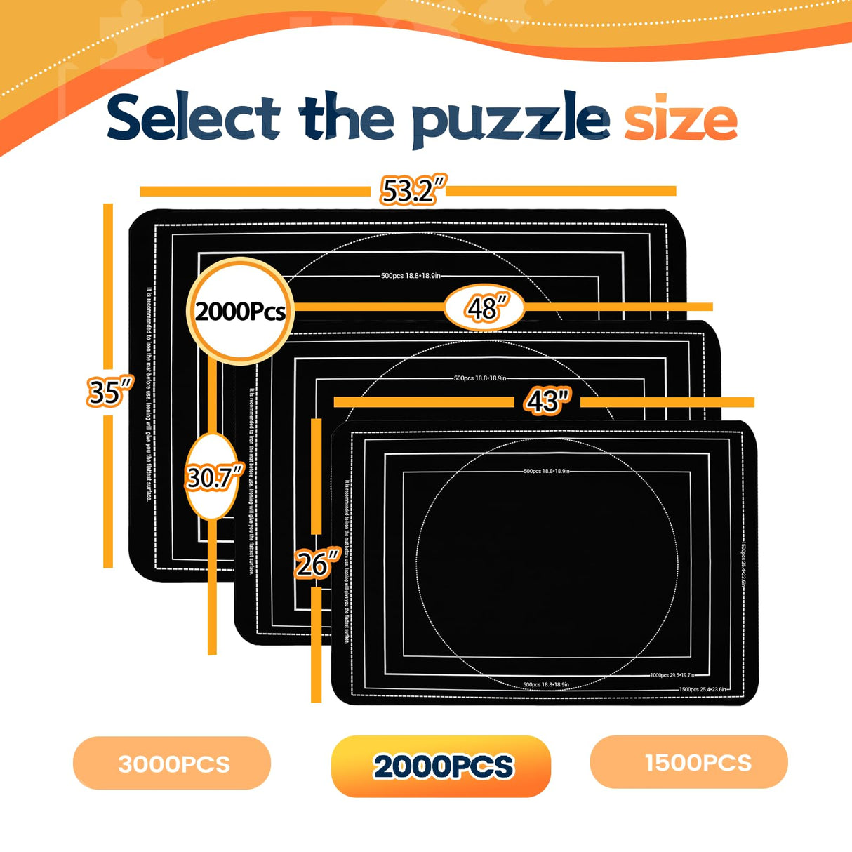 Pohxev Jigsaw Puzzle Mat Roll Up, Portable Saver Pad 48” x 30.7” Up to 2000 Pieces, Puzzle Matt Rollup with Non-Slip Rubber Bottom & Smooth Top. (6 Puzzle Sorting Trays & 1 Storage Bag) Pohxev