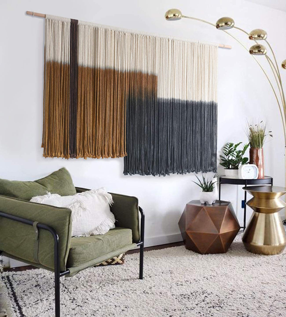 Macrame Wall Hanging Large Dip Dye Tapestry Fiber Wall Art Boho Bedroom Décor 59''W*35''L Flber