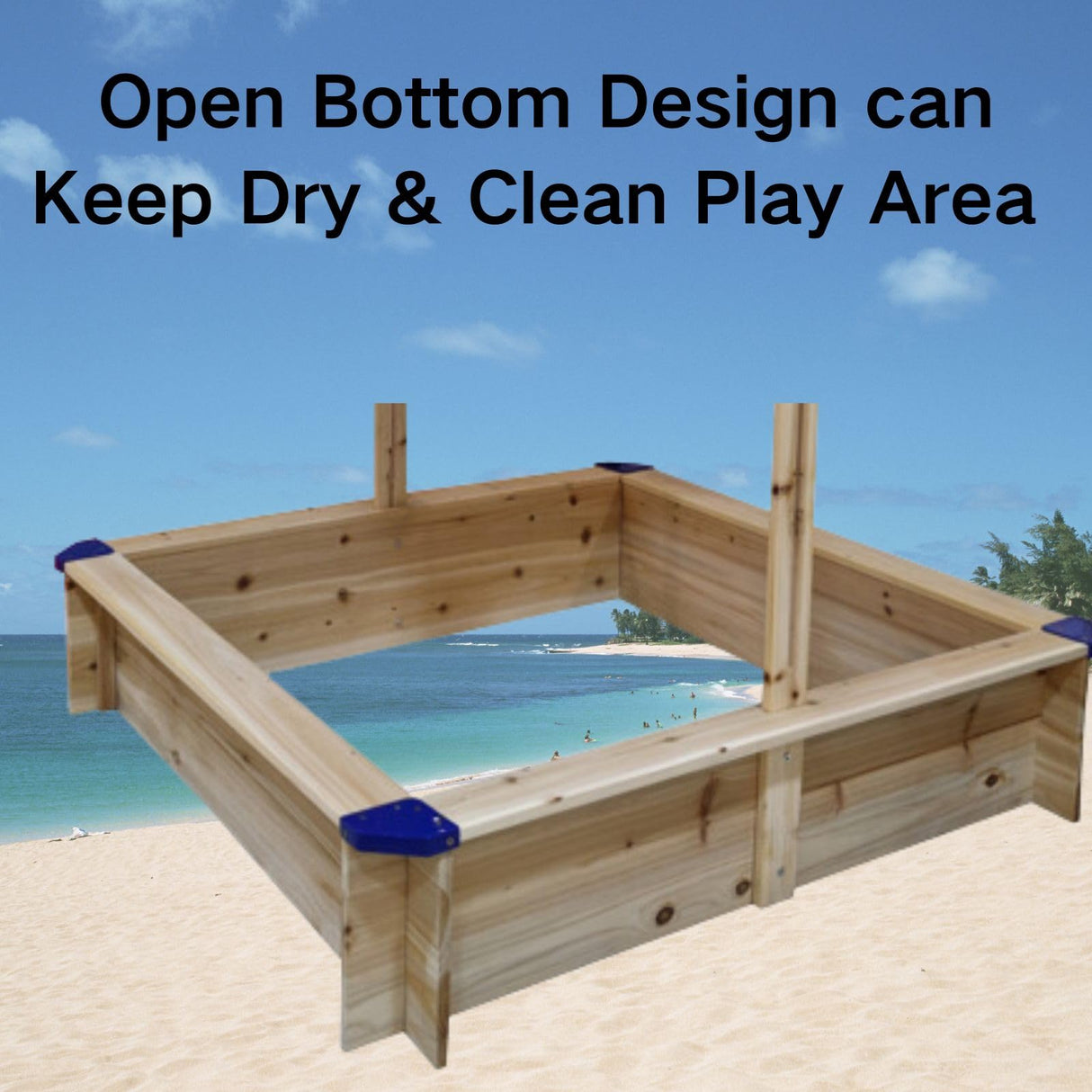 Kids Wooden Sandbox with Cover, Large Outdoor Sandbox with Canopy Height Adjustable, Sand Pit for Backyard Play, Wooden Sand Box for Kids Ages 4-8, Great for Children Boys Girls. AOCOROE