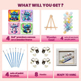 KOJEFCV 4 Pack Cartoon Paint by Numbers for Kids with Framed Canvas-with Wooden Easel, Paint by Number for Kids Ages 4-8-12, DIY Easy Acrylic Oil Painting Kits for Home Wall Decor (8X8inch) KOJEFCV