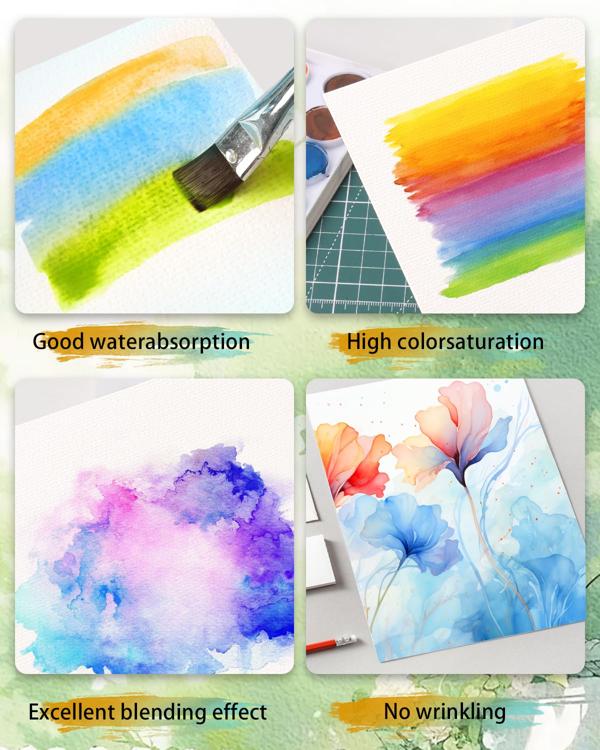 Lazydrop Watercolor Paper 9x12 in 70 Sheets 250GSM White Cold Press Textured Painting Paper for Kids Students Artist Thick Gouache Blank Lazydrop
