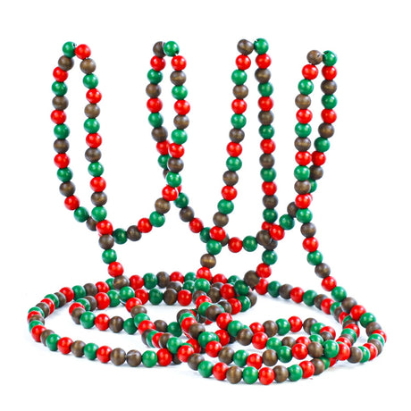 HSONAIGEE 16 Feet Christmas Wooden Beads Garland, Red/Green/Brown Vintage Christmas Tree Bead Garland Farmhouse Fall Decor for Home and Festival Decoration HSONAIGEE