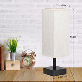 Small Table Lamp for Bedroom - Bedside Lamps for Nightstand, Minimalist Night Stand Light Lamp with Square Fabric Shade, Desk Reading Lamp for Kids Room Living Room Office Dorm aooshine