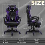 Vonesse Gaming Chair for Adults,Computer Chair with High Back,Big and Tall Gaming Chairs with Footrest and Massage,Reclining Gamer Chair(Purple/Black) Vonesse
