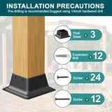 SPACEEUP 4x4 Post Base Black Square Brackets 3PCS Internal Size 3.5 x 3.5 Inch Heavy Duty Steel Deck Post Base Cover Fit for 4 x 4 Standard Wood Post Anchor Deck Base Plate SPACEEUP