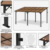 TLSUNNY 14' X 10' Gazebo for Patio with Sloped Roof, Large Wall-Mounted Heavy Duty Patio Awning, Hardtop Outdoor Aluminum Pergola, Metal Frame, for Backyard, Porch, Deck, Lawn TLSUNNY