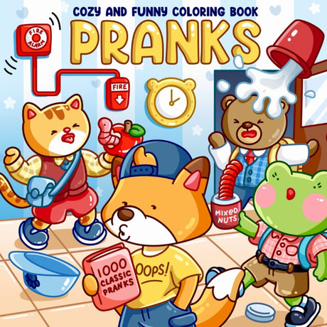 Pranks: Cozy and Funny Coloring Book: Harmless Pranks Fun Coloring Book for Adults and Teens, Large and Easy Designs Full of Cute Friends & Playful Tricks for Relaxation (Cozy Coloring Book) WoodArtSupply