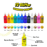 Create Your Own Suncatchers for Window Hanging – 24-Pack Window Glitter Art Suncatcher Kit with 12 Colors – Arts and Crafts for Kids KOKO AROMA