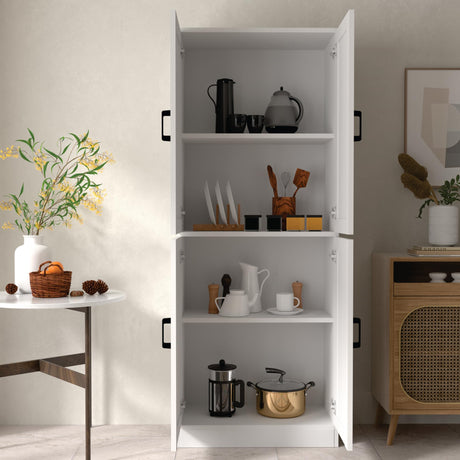 DIYART White Kitchen Pantry Cabinet, 71" Tall Kitchen Storage Cabinet with Doors, Freestanding Wooden Storage Cabinet for Kitchen, Dining Room, Hallway DIYART