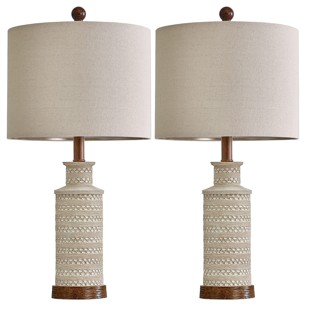 BOBOMOMO 24'' Farmhouse Table Lamp Set of 2 for Bedroom Living Room Vintage Rustic Traditional Nightstand Bedside Lamps BOBOMOMO