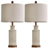 BOBOMOMO 24'' Farmhouse Table Lamp Set of 2 for Bedroom Living Room Vintage Rustic Traditional Nightstand Bedside Lamps BOBOMOMO