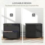 HOMCOM 2 Drawer File Cabinet with Lock, Lateral Filing Cabinet with Keys and Adjustable Hanging Bar for Letter, A4 and Legal Size, File Cabinet for Home Office, Black HOMCOM