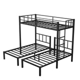 Bellemave Twin Over Twin Over Twin Bunk Bed for 3 Kids, Heavy Duty Triple Bunk Bed with Guardrails and Ladder, Twin Over Twin Over Twin Triple Bunk for Kids, Teens, Black Bellemave