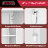 Pataku Garage Storage Cabinets, White Metal Cabinet with Locking Doors and Shelves, 72"x 36"x18" Steel Tool Cabinet for Home Office, Basement, Pantry, File, Large Capacity Pataku