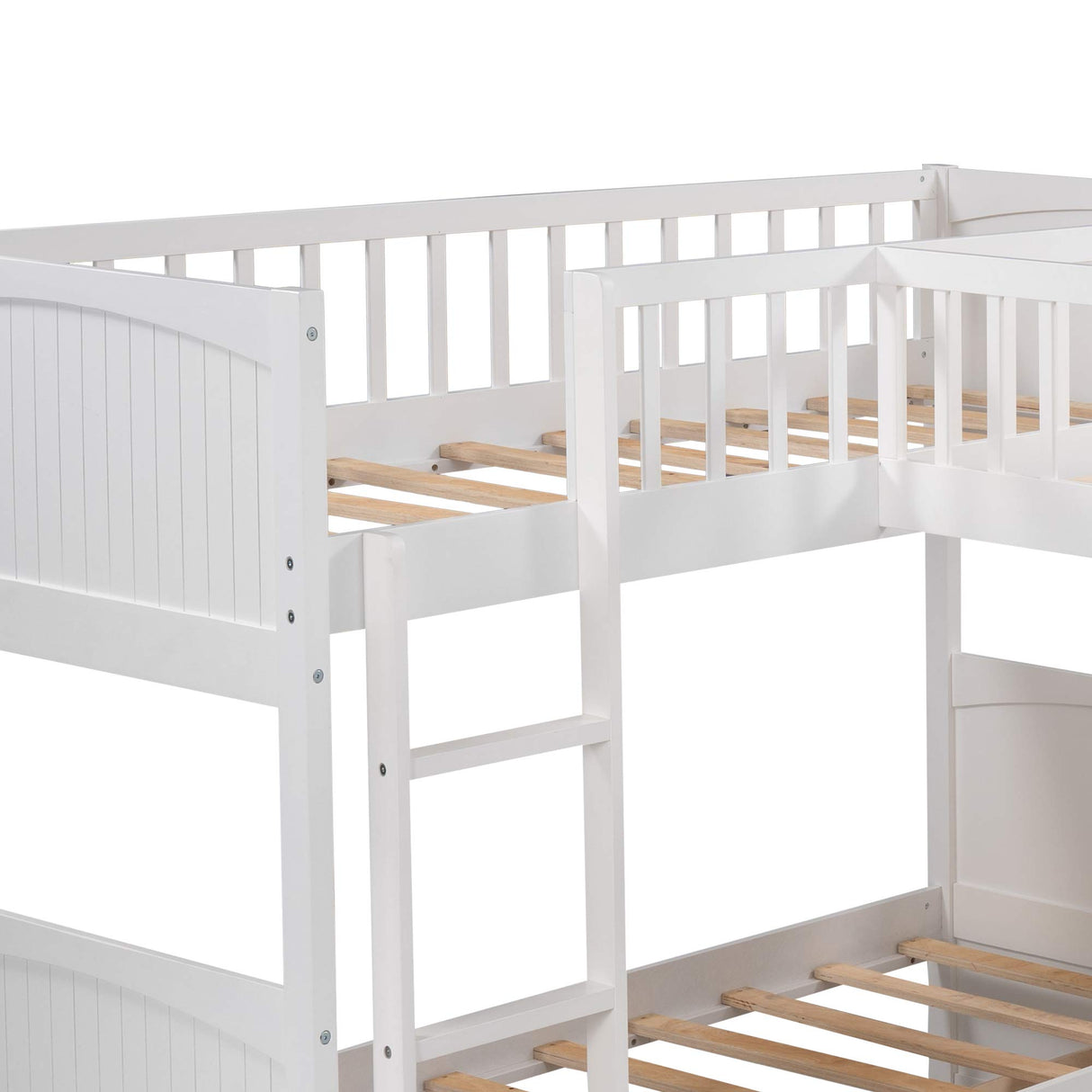 Flieks Triple Bed Twin-Over-Twin-Over-Twin Bed L Shaped Bunk Bed with 2 Drawers and 2 Ladders, No Box Spring Needed Flieks