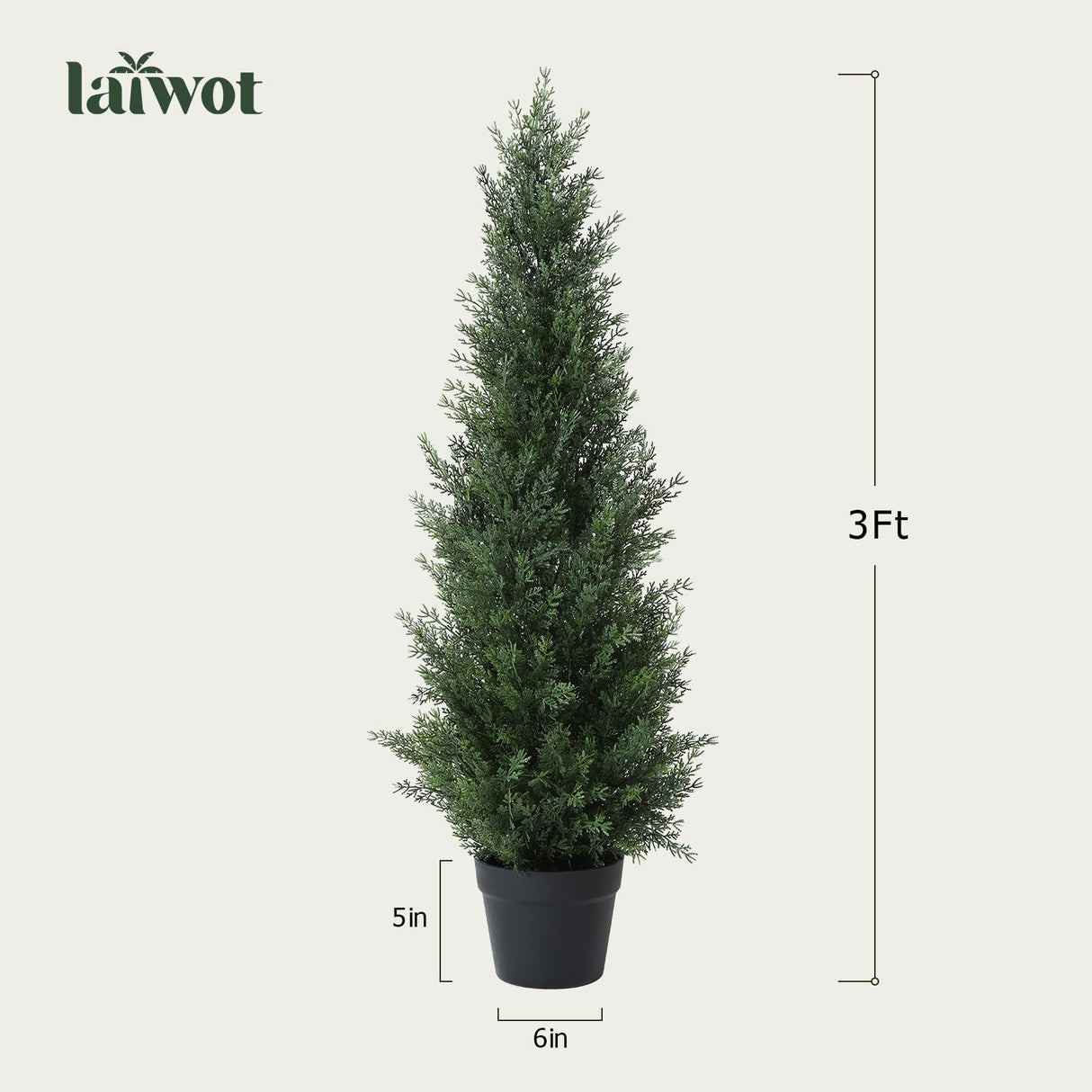 Laiwot 3FT Artificial Cedar Topiary Trees for Outdoors Potted Fake Cypress Trees Faux Evergreen Plants for Home Porch Decor Set of 2 Laiwot