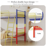 KAIFAM Bunk Bed Twin Over Twin, Metal Twin Bed Frames, Twin Over Full Bunk Bed with Safety Guardrail and Ladder, Trundle Bed Twin, No Box Spring Needed, Noise Free for Bedroom (Color) KAIFAM