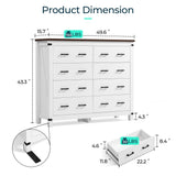 LINSY HOME Farmhouse 8 Drawer Double Dresser for Bedroom, 50” Wide Rustic Wood Chest with Deep Drawers, Modern Dressers with Storage and Metal Handles for Closet, Living Room, Hallway, Off White LINSY HOME