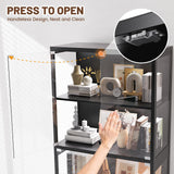 XCXVVB Display Cabinet,Display Case with Glass Doors,4-Tier Curio Cabinet with 5 Color LED Hights,Heavy Duty Free-Standing Bookcase for Exhibition Hall,Living Room XCXVVB