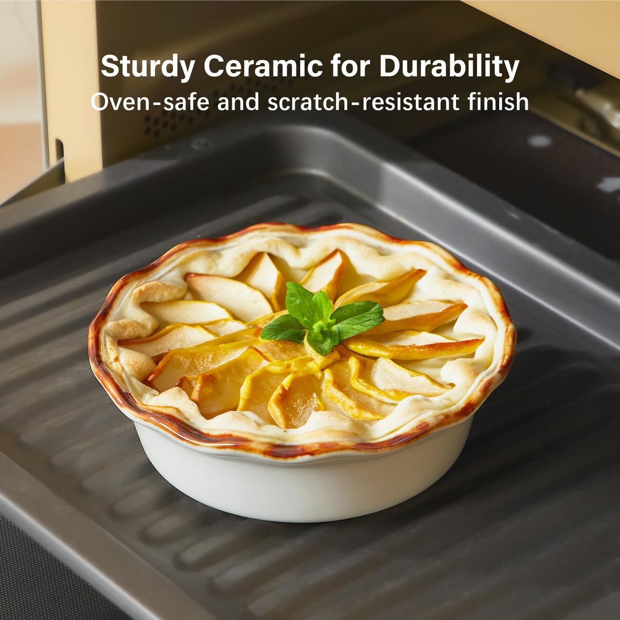 ONEMORE Mini Pie Pans, 6.8 inch Ceramic Pie Pans for Baking Nonstick Small Pie Pans Deep Dish Pie Plates Mini Tart Pans, Ideal for Chicken Pot Pie & Desserts, Individual Pot Pie Baking Dishes Set of 4 ONEMORE